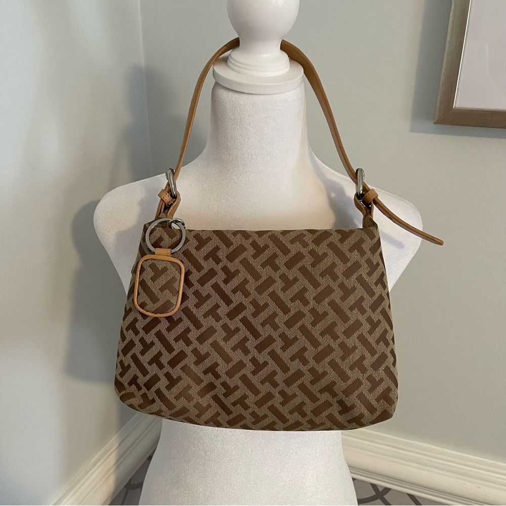 Talbots Small Shoulder Bag - Tan/Beige Monogram Canvas